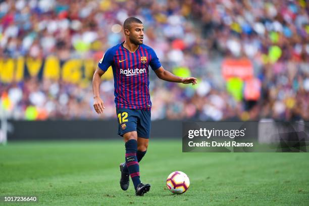 Rafinha Alcantara of FC Barcelona runs with the ball during the Joan Gamper Trophy match between FC Barcelona and Boca Juniors at Camp Nou on August...