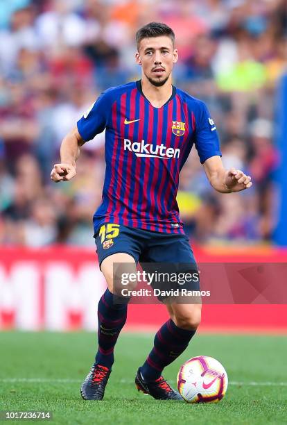 Clement Lenglet of FC Barcelona runs with the ball during the Joan Gamper Trophy match between FC Barcelona and Boca Juniors at Camp Nou on August...
