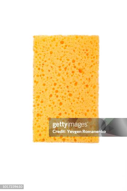 brand new sponge isolated on white background - spugna per le pulizie foto e immagini stock