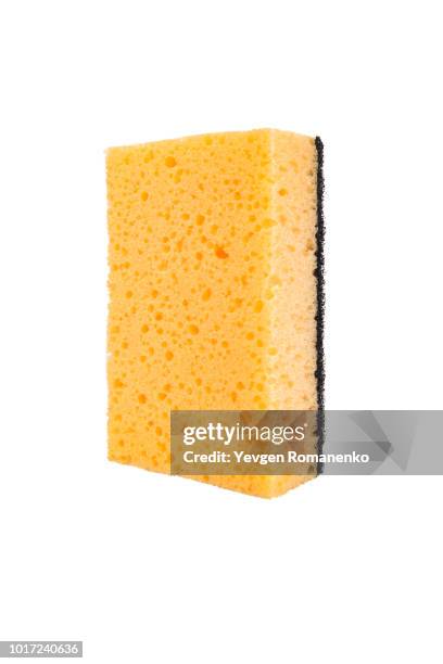 brand new sponge isolated on white background - spugna per le pulizie foto e immagini stock