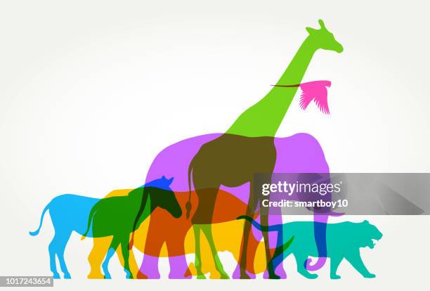 group of wild animals - zoo stock illustrations
