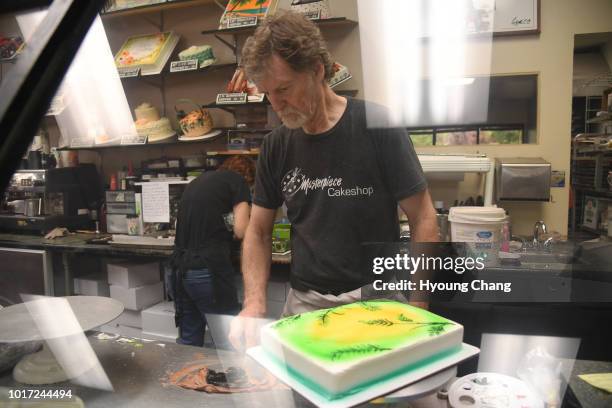 Baker Jack Phillips, owner of Masterpiece Cakeshop, manages his shop in Lakewood, Colo. August 15, 2018. Phillips has sued Colorado Gov. John...