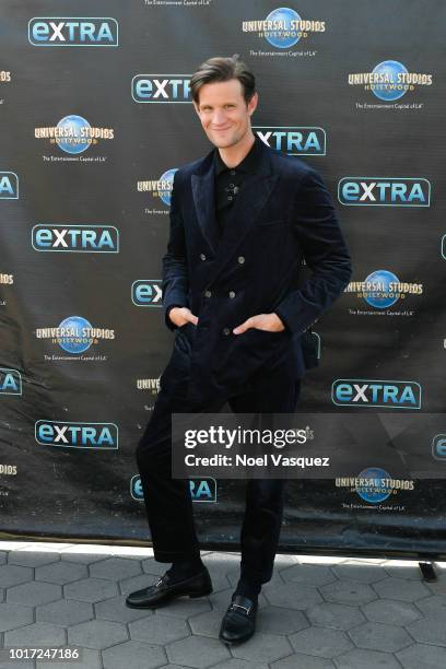 Matt Smith visits "Extra" at Universal Studios Hollywood on August 15, 2018 in Universal City, California.