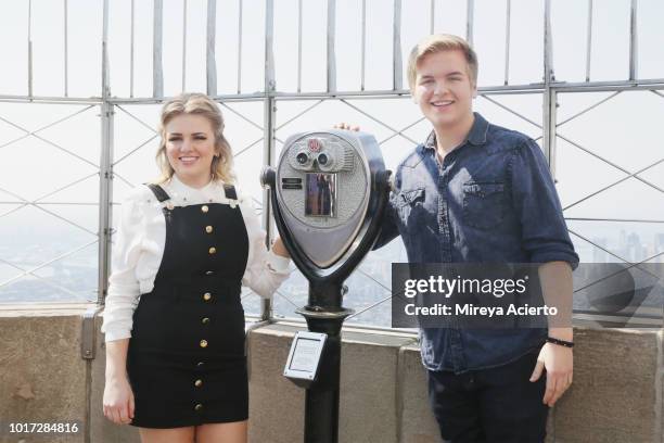 American Idol" winner, Maddie Poppe and runner-up of "American Idol", Caleb Lee Hutchinson visit The Empire State Building on August 15, 2018 in New...