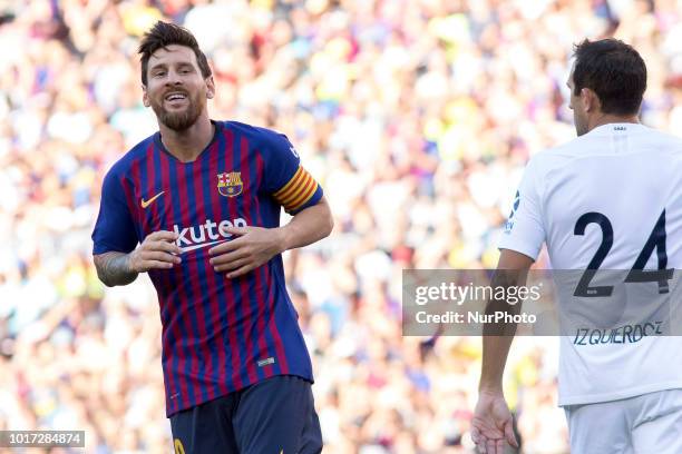 Barcelona's Leo Messi during the Joan Gamper trophy match between FC Barcelona and Boca Juniors at Camp Nou Stadium in Barcelona, Catalonia, Spain on...
