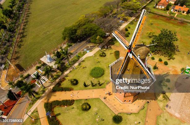 A Dutch mill is seen in the city of Holambra where the pre-parastatals for Expoflora 2018, the largest fair of flowers and ornamental plants in Latin...