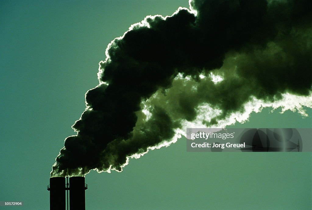 INDUSTRIAL CHIMNEYS AND SMOKE, BERLIN