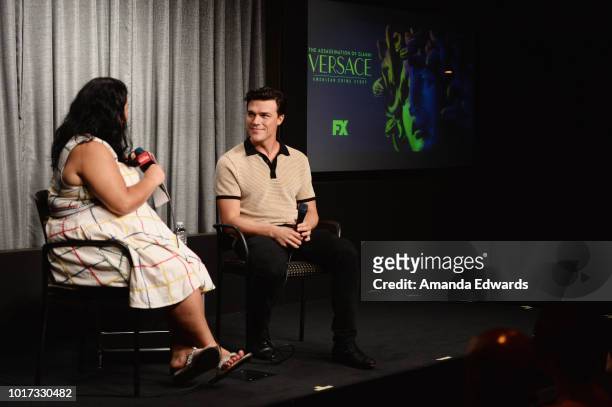 Actor Finn Wittrock and moderator Jenelle Riley attend the SAG-AFTRA Foundation Conversations Screening of "The Assassination Of Gianni Versace:...