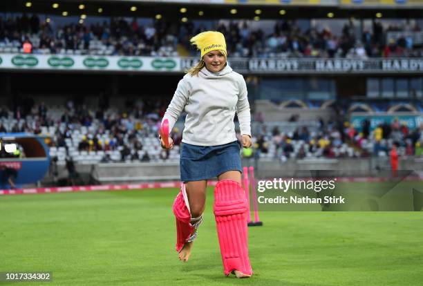 Fans take part in a Vitality interval activity during the Vitality Blast match between Birmingham Bears and Lancashire Lightning at Edgbaston on...