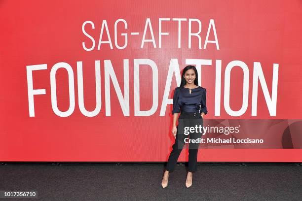 Moderator, actress Azia Celestino takes part in the SAG-AFTRA Foundation Conversations for the film "Support The Girls" at The Robin Williams Center...