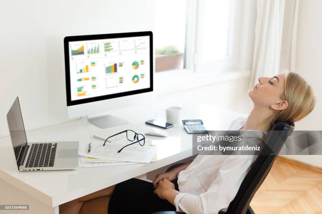 Businesswoman resting at office