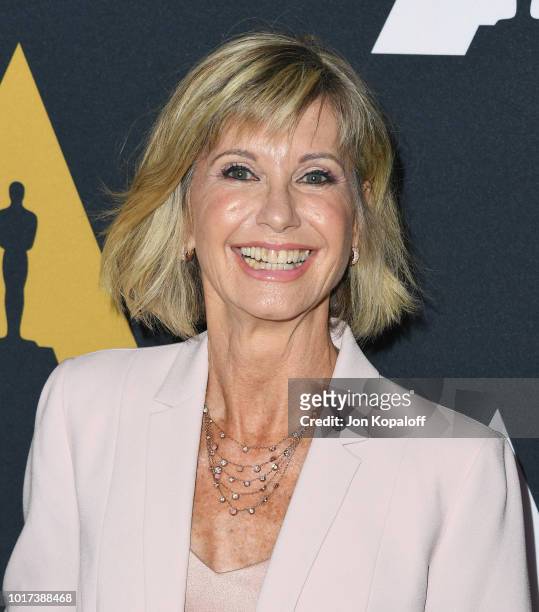 Olivia Newton-John attends The Academy Presents "Grease" 40th Anniversary at Samuel Goldwyn Theater on August 15, 2018 in Beverly Hills, California.