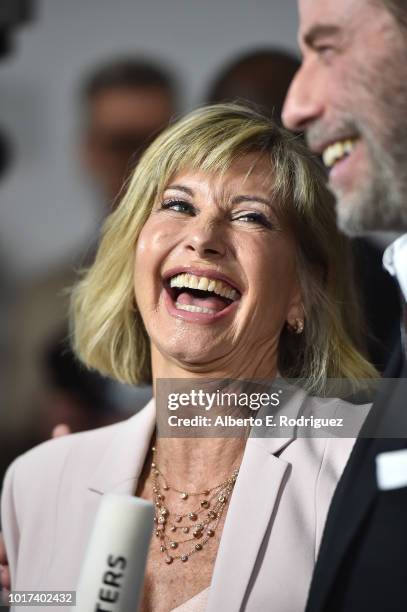 Olivia Newton-John and John Travolta attend the Academy Presents "Grease" 40th Anniversary at the Samuel Goldwyn Theater on August 15, 2018 in...