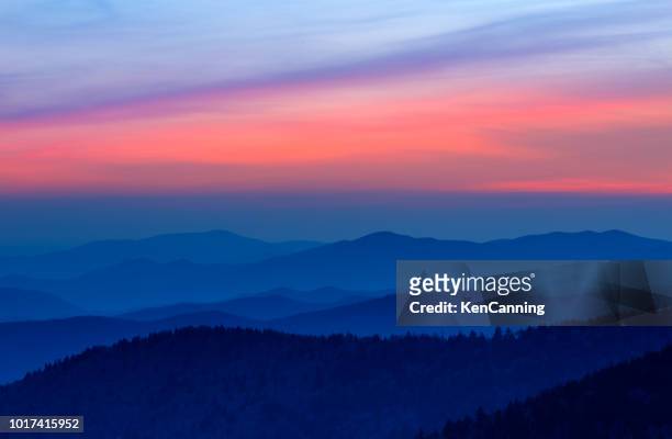 rolling mountains at twighlight in great smoky mountains national park - tennessee hills stock pictures, royalty-free photos & images