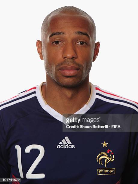Thierry Henry of France poses during the official FIFA World Cup 2010 portrait session on June 7, 2010 in George, South Africa.