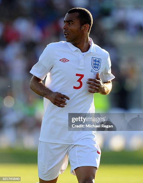 Ashley Cole looks on during the England v Platinum Stars Friendly match at the Moruleng Stadium on June 7, 2010 in Moruleng, South Africa.