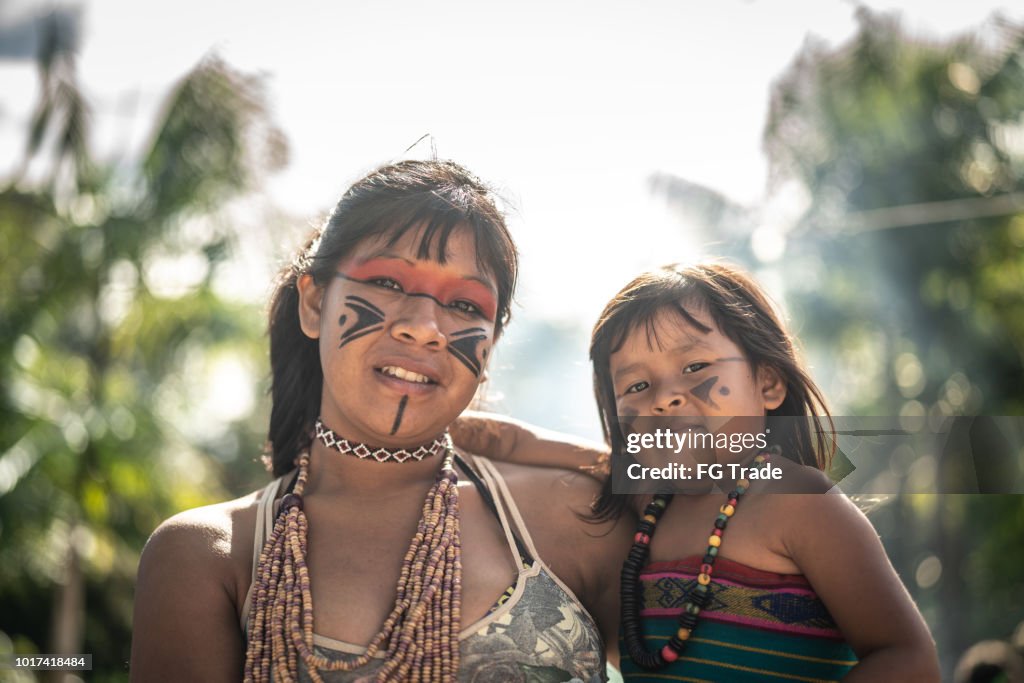 Indigenous Brazilian Sisters, Portrait from Tupi Guarani Ethnicity