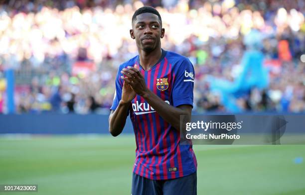 Ousmane Dembele during the presentation of the team 2018-19 before the match between FC Barcelona and C.A. Boca Juniors, corresponding to the Joan...