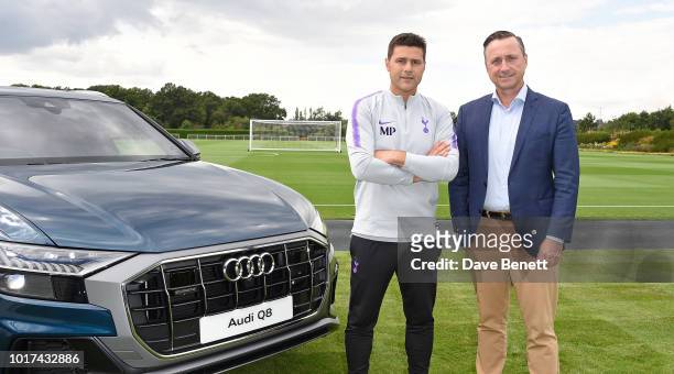Mauricio Pochettino, Manager of Tottenham Hotspur, with Andrew Doyle, Director of Audi UK, announcing a new partnership, Audi is now the official car...
