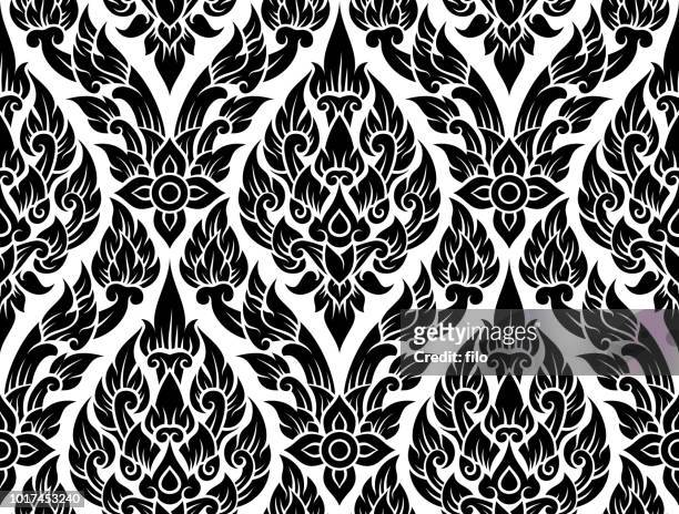 ornate seamless pattern - lotus root stock illustrations