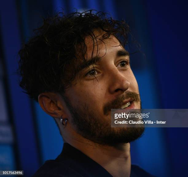 Ime Vrsaljko of FC Internazionale speaks with a media during a press conference at the club's training ground Suning Training Center in memory of...