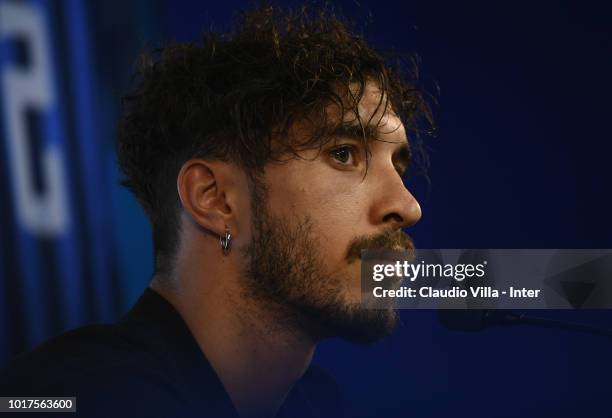 Ime Vrsaljko of FC Internazionale speaks with a media during a press conference at the club's training ground Suning Training Center in memory of...