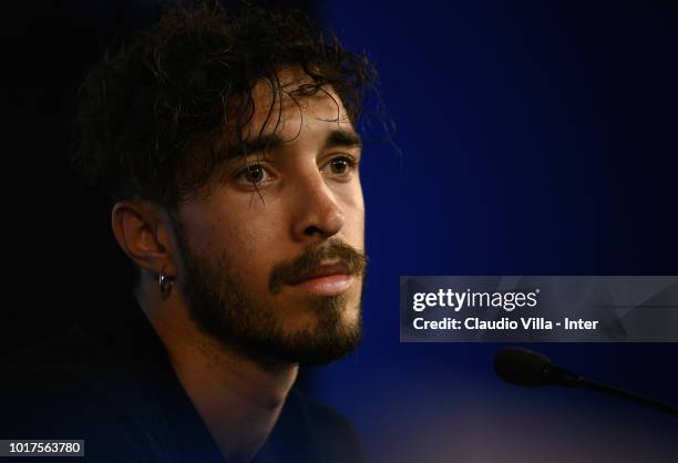 Ime Vrsaljko of FC Internazionale speaks with a media during a press conference at the club's training ground Suning Training Center in memory of...