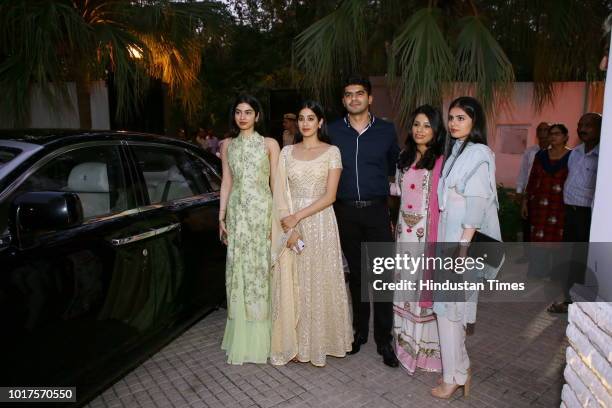 Jhanvi and Khushi Kapoor during a special event to mark late actor Sridevi's 55th birth anniversary organised by Ministry of Information and...