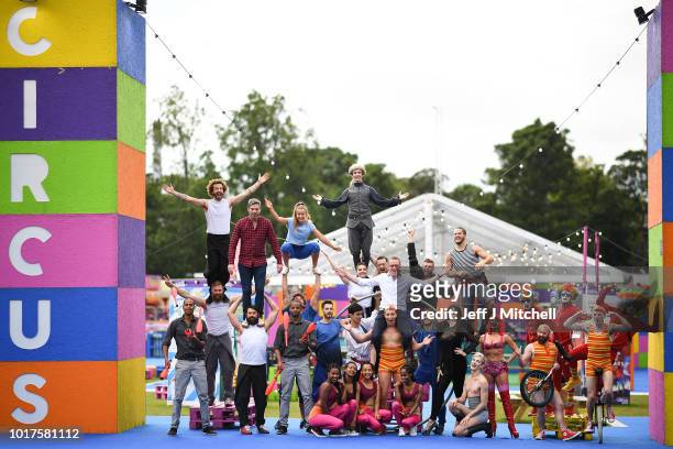 Performers gather to mark the 250th anniversary of the circus at the Underbelly's Circus Hub on August 16, 2018 in Edinburgh, Scotland. Presented by...