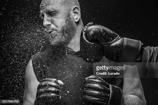 mma fighter boxing knockout - desporto de combate imagens e fotografias de stock
