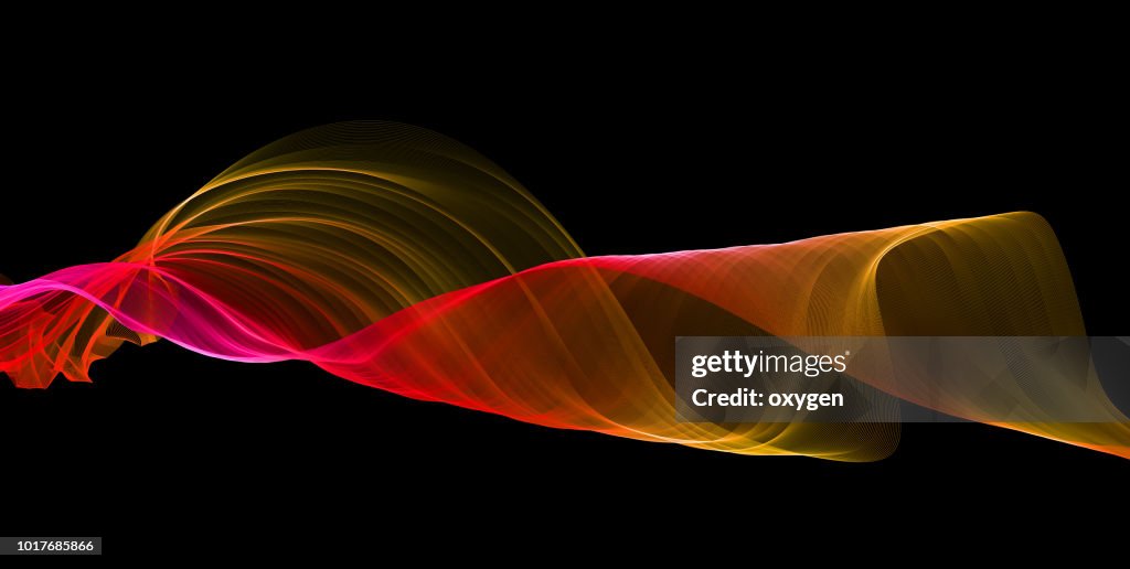 Colorful abstract red and yellow swirl on black background
