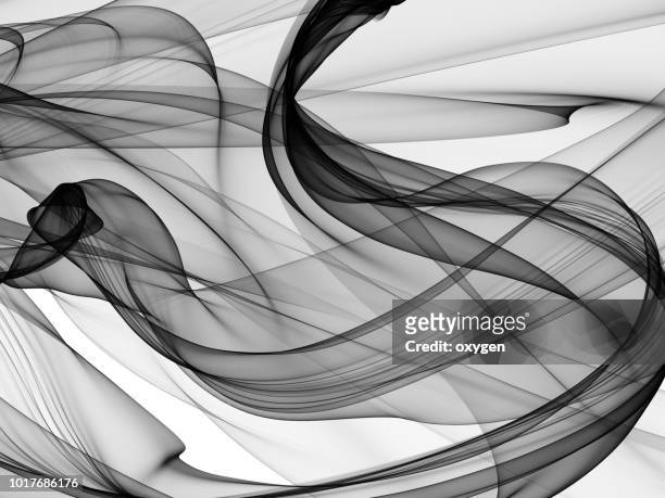 the magical form of black and white smoke. abstract background - サテン　布 ストックフォトと画像