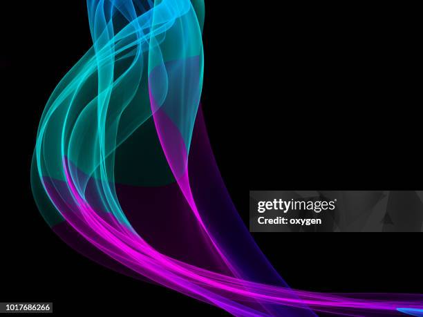 colorful abstract pink and blue swirl on black background - sine wave stock pictures, royalty-free photos & images
