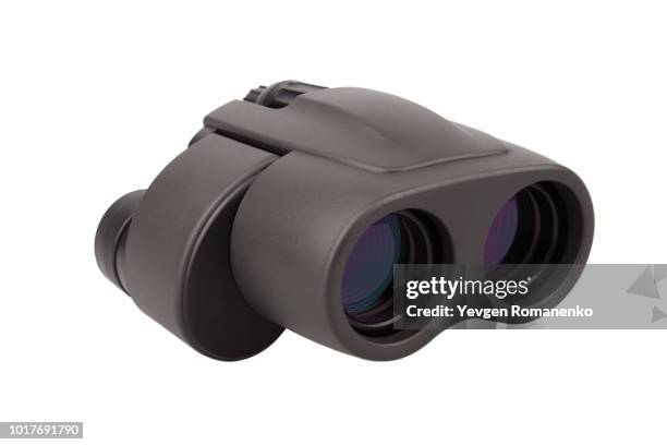 black binoculars, isolated on white background - binoculars isolated stock pictures, royalty-free photos & images