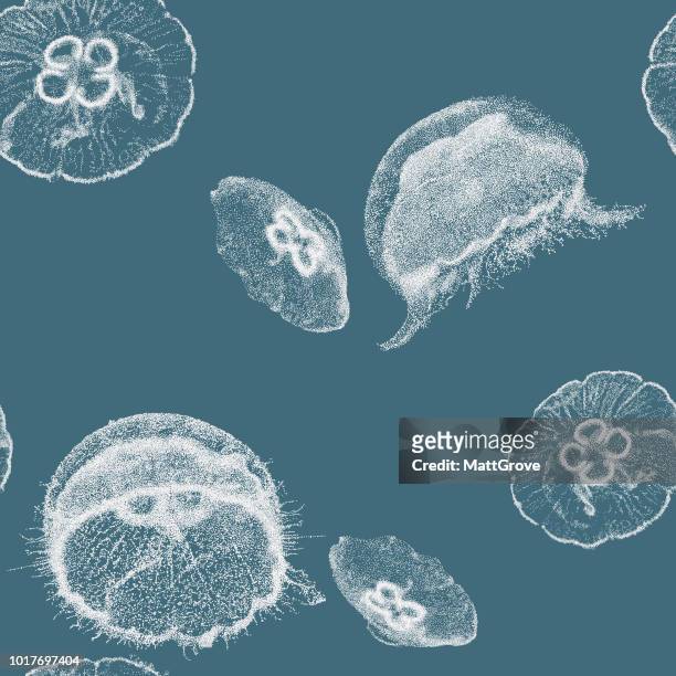 jellyfish repeat pattern - jellyfish stock illustrations
