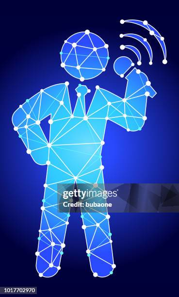 ilustraciones, imágenes clip art, dibujos animados e iconos de stock de hablar en público triángulo azul nodo vector patrón - monólogos cómicos