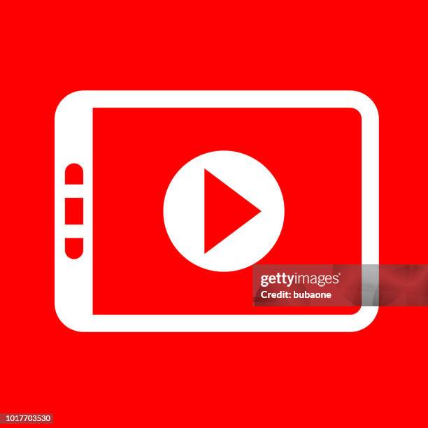 digital tablet with play button icon - white play button stock illustrations