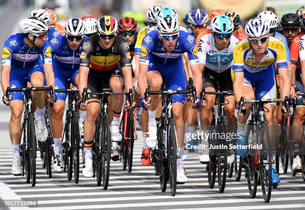 Maximilian Schachmann of Germany and Team Quick Step Floors / Florian Senechal of France and Team Quick Step Floors / Yves Lampaert of Belgium and...