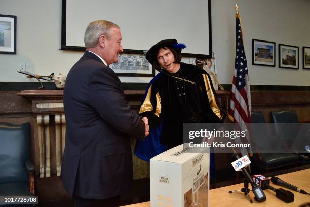 Philadelphia Mayor Jim Kenney was among the first to receive Bud Lights Philly Philly Commemorative Super Bowl LII Pack at City Hall on Thursday,...