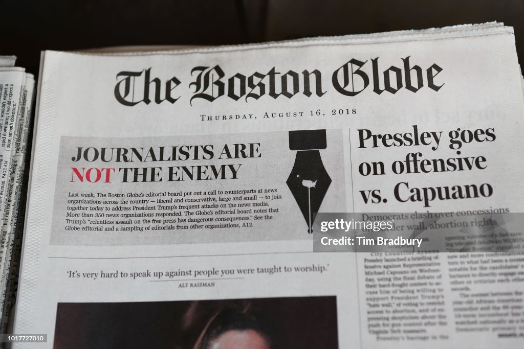 Boston Globe Leads Charge Among Newspapers' Concerted Defense Of Free Press In Wake Of President Trump's Rhetoric Against Press