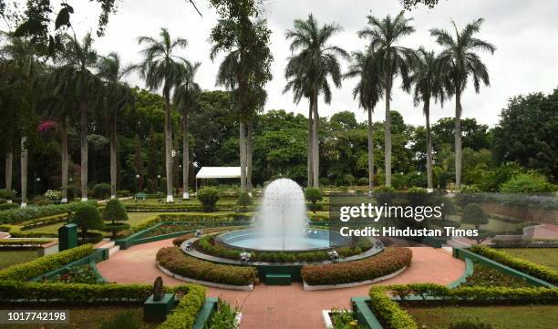 View of the beautifully decorated gardens of Karnataka Raj Bhavan, the residence of the state Governor on August 16, 2018 in Bengaluru, India. The...