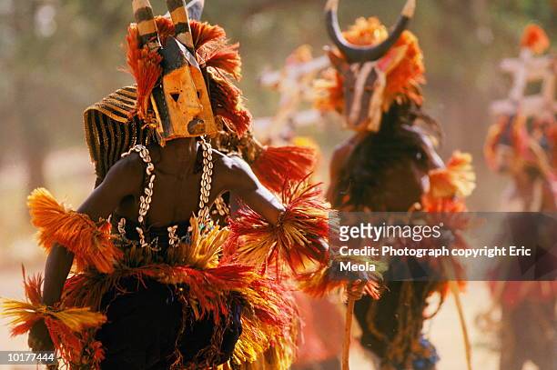 dogon male dancers, mali - アフリカ 原住民 ストックフォトと画像
