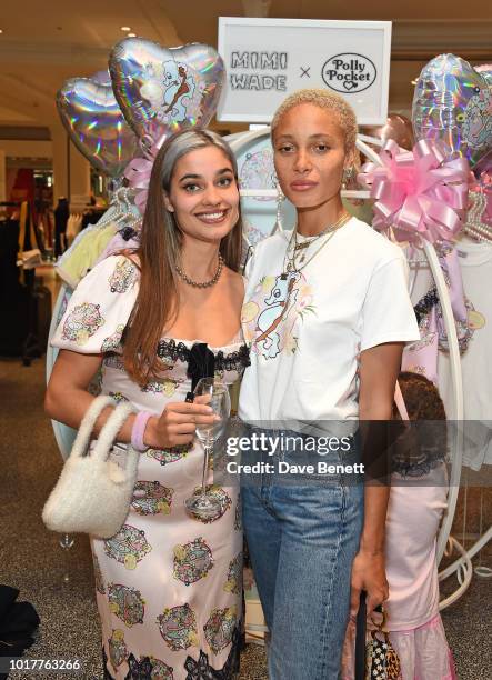 Mimi Wade and Adwoa Aboah attend the Polly Pocket x Mimi Wade launch at Selfridges on August 16, 2018 in London, England.