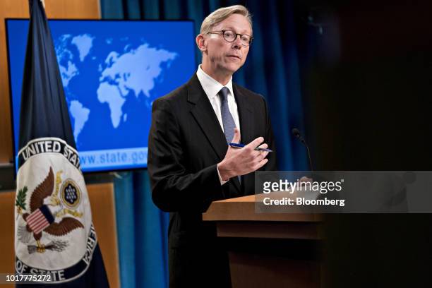 Brian Hook, director of policy planning at the U.S. State Department, speaks in the briefing room at the State Department in Washington, D.C., U.S.,...