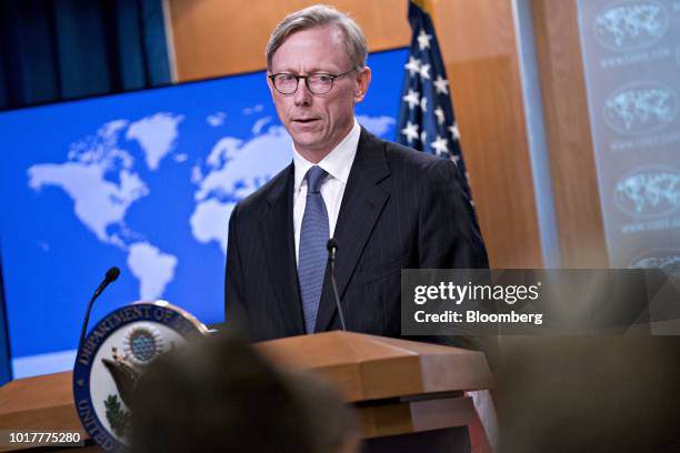 Brian Hook, director of policy planning at the U.S. State Department, speaks in the briefing room at the State Department in Washington, D.C., U.S.,...