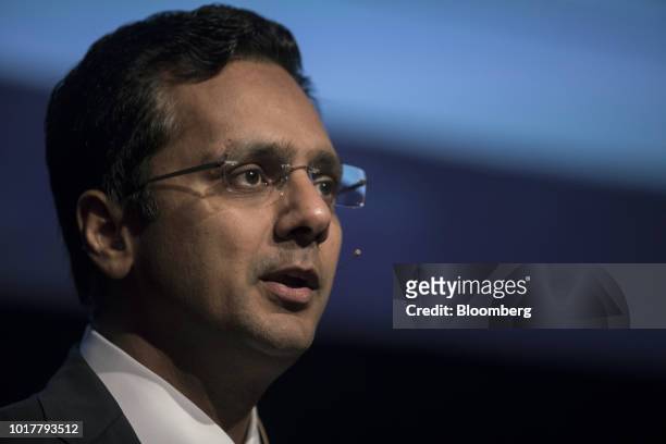 Puneet Agarwal, managing director of Goldman Sachs & Co., speaks during the Peru CFO Summit in Lima, Peru, on Thursday, Aug. 16, 2018. The summit...