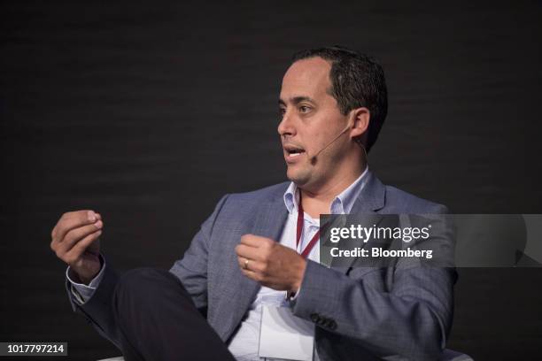 Jose Roca, chief executive officer Grupo Wiese de Peru, speaks during the Peru CFO Summit in Lima, Peru, on Thursday, Aug. 16, 2018. The summit...