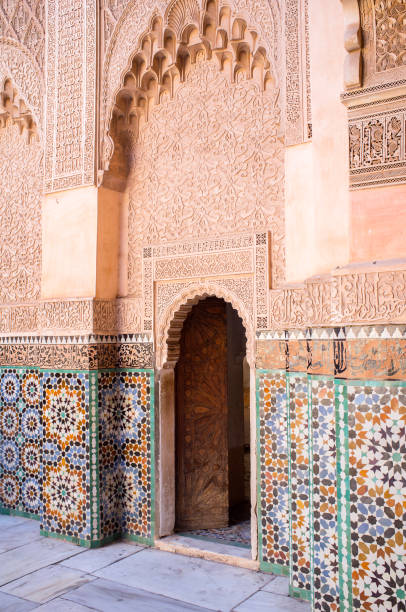 the beautiful palace of bahia (palace of the beautiful, the brilliant) is a 19th century palace in marrakech. it is one of the masterpieces of moroccan architecture and built in the late 19th century. - palais de la bahia photos et images de collection