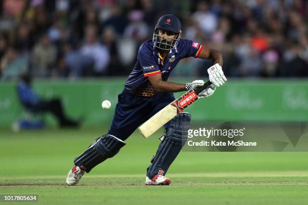 Varun Chopra of Essex Eagles bats during the Vitality Blast match between Middlesex and Essex Eagles at Lords on August 16, 2018 in London, England.