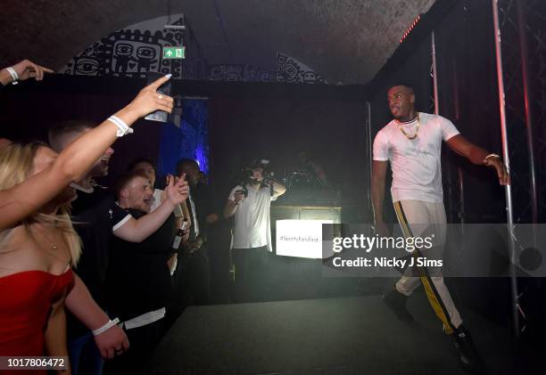 Bugzy Malone performs for his biggest Spotify fans at Aures on August 16, 2018 in London, England.